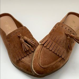 Slide on camel loafers